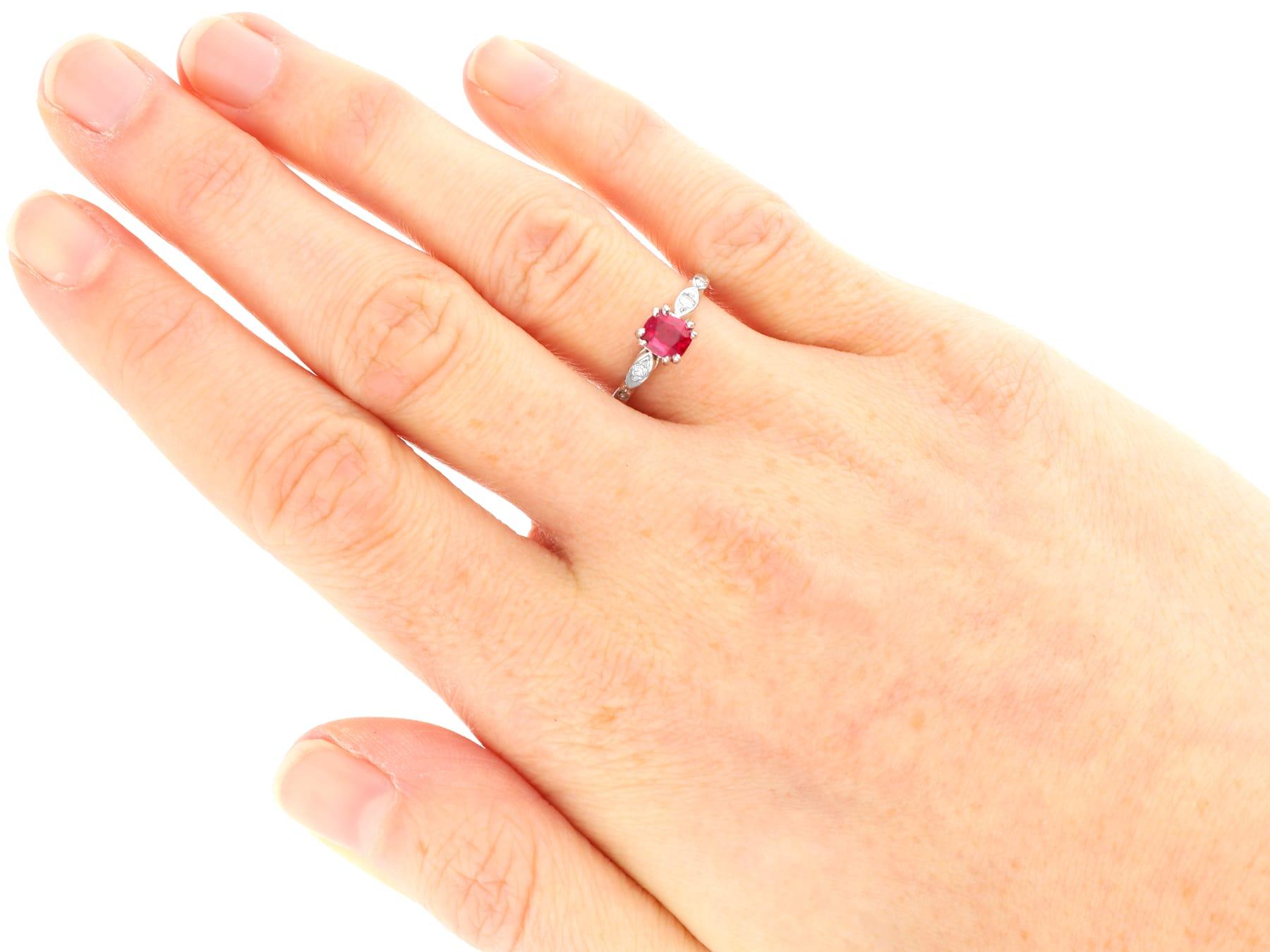 Antique 0.70 Carat Burmese Ruby and Diamond, Platinum Ring Circa 1915 For Sale 5