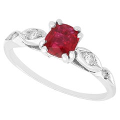 Antique 0.70 Carat Burmese Ruby and Diamond, Platinum Ring Circa 1915