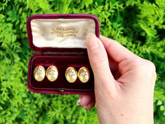 Antique 0.70 Carat Diamond and 18k Yellow Gold Cufflinks Circa 1890