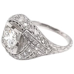 Antique 0.70 Carat Diamond Platinum Ring