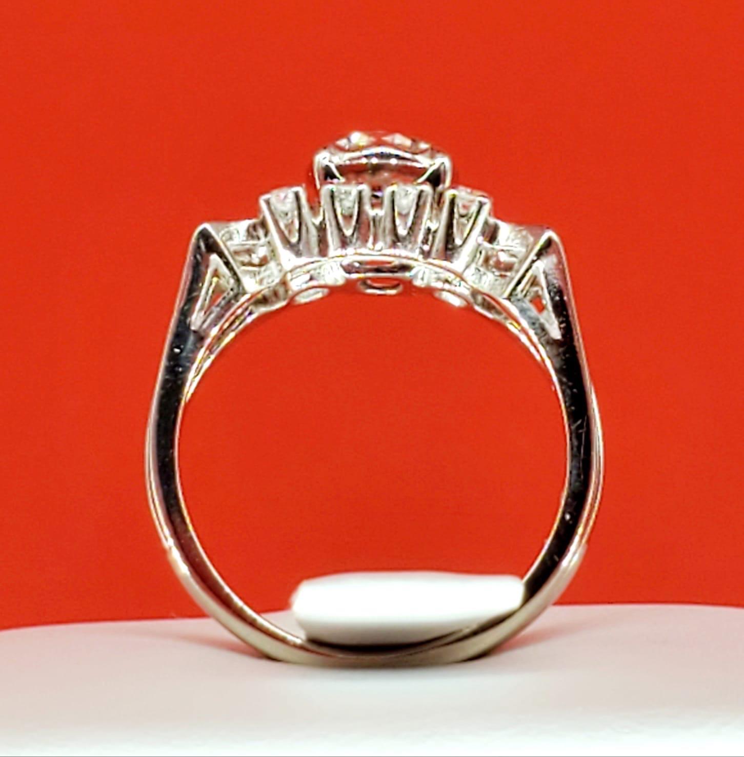 Women's Antique 0.70 Carat Diamonds 2-Piece Wavy Engagement Ring 14 Karat White Gold For Sale