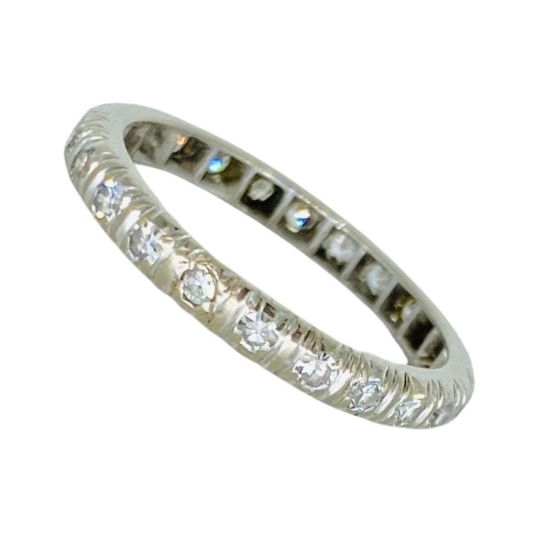 Antique 0.70 Carat Diamonds Eternity Band Ring 14k White Gold For Sale