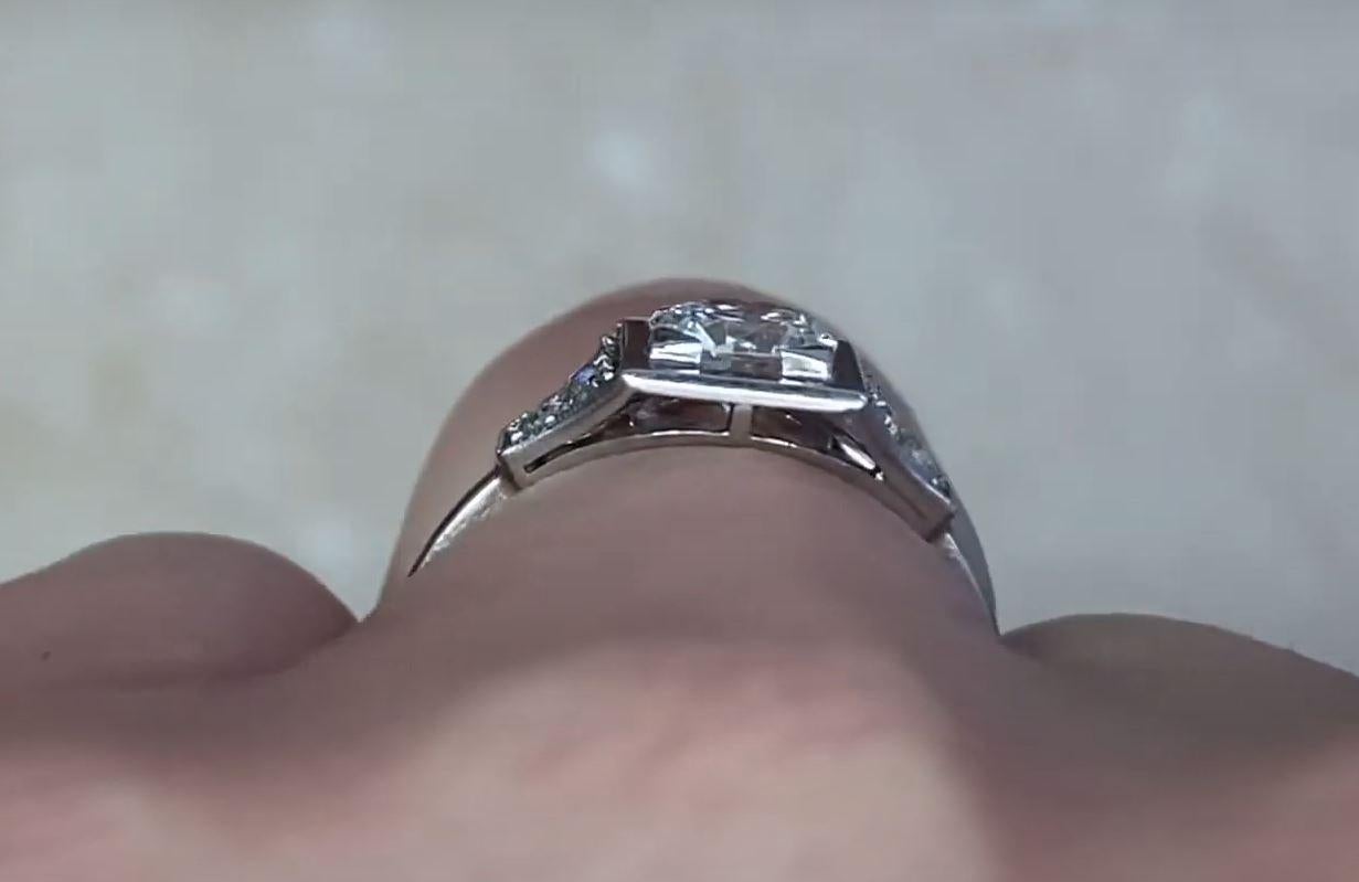 Antique 0.70ct Old European Cut Diamond Engagement Ring, H Color, Platinum For Sale 2