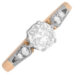 Antique 0.70ct Old European Cut Diamond Engagement Ring, I Color, Platinum