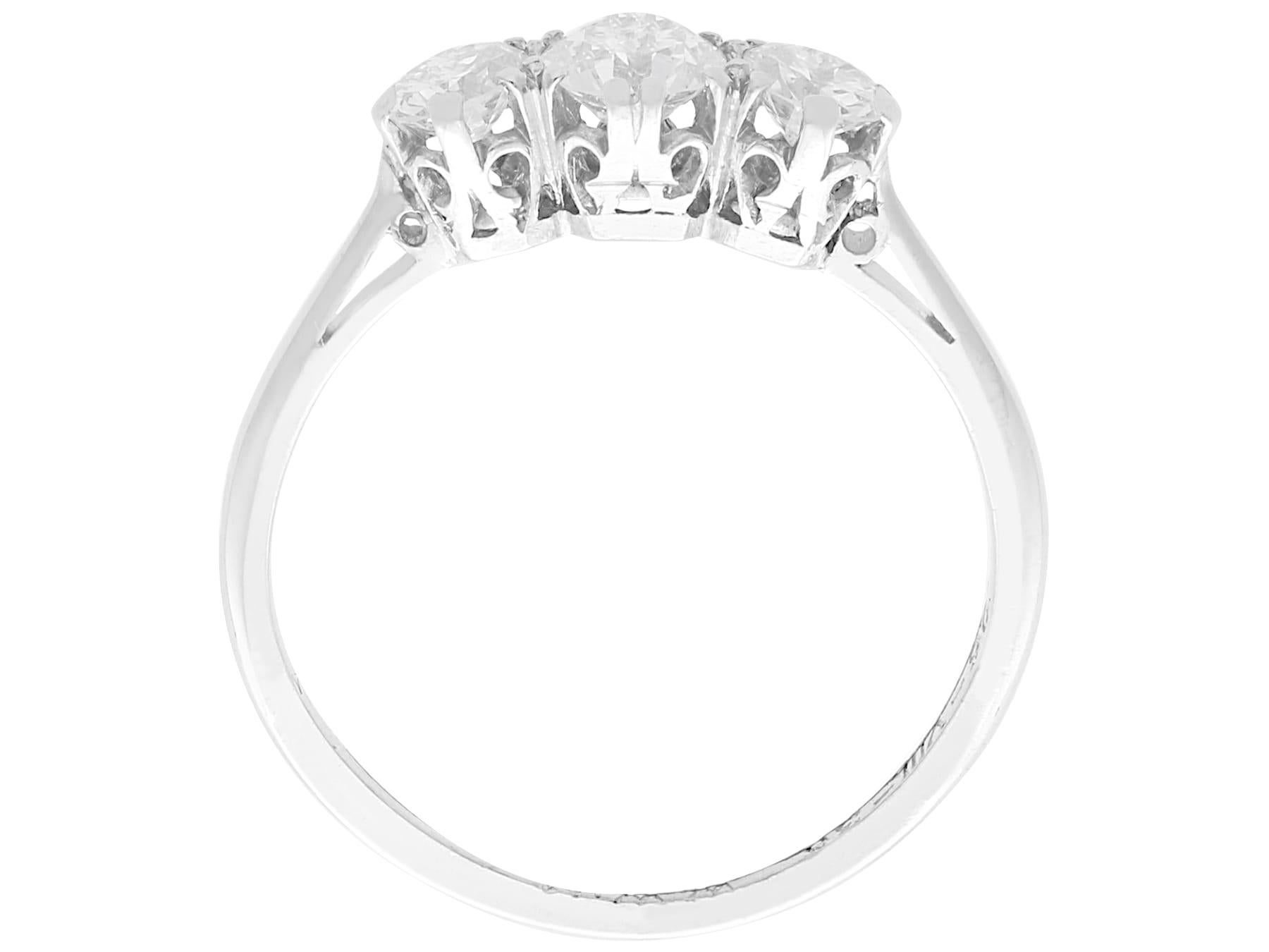 Women's or Men's Antique 0.75 Carat Diamond and Platinum Trilogy Ring For Sale