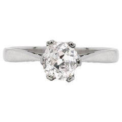 Antique 0.76 Carat Old Cut Diamond Platinum Engagement Ring, circa 1920s