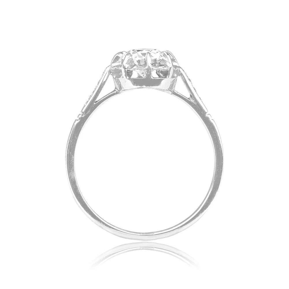 Art Deco Antique 0.77ct Old European Cut Diamond Engagement Ring, Platinum, Circa 192