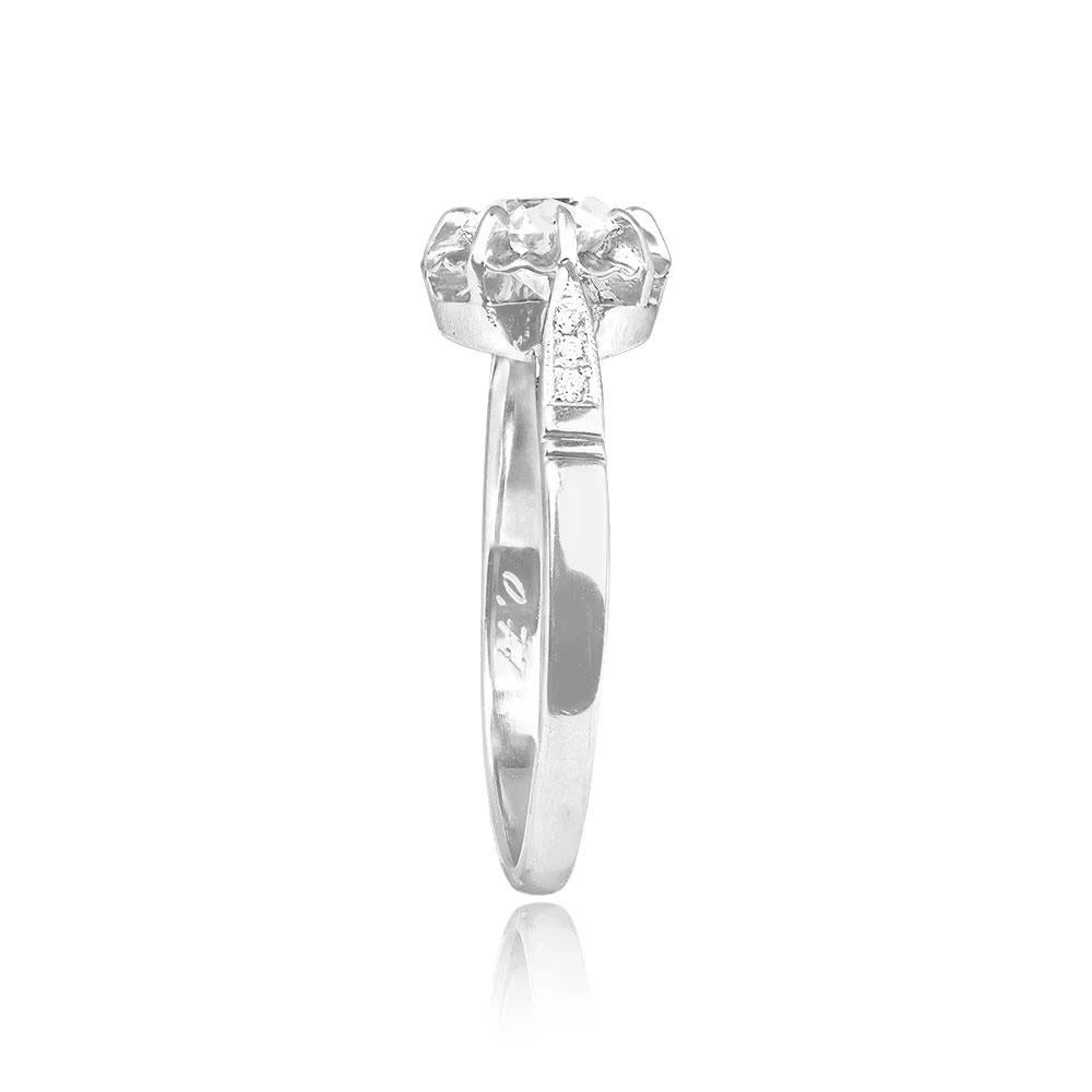 Antique 0.77ct Old European Cut Diamond Engagement Ring, Platinum, Circa 192 In Excellent Condition In New York, NY