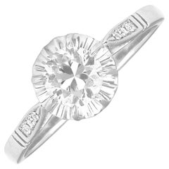 Antique 0.77ct Old European Cut Diamond Engagement Ring, Platinum, Circa 192