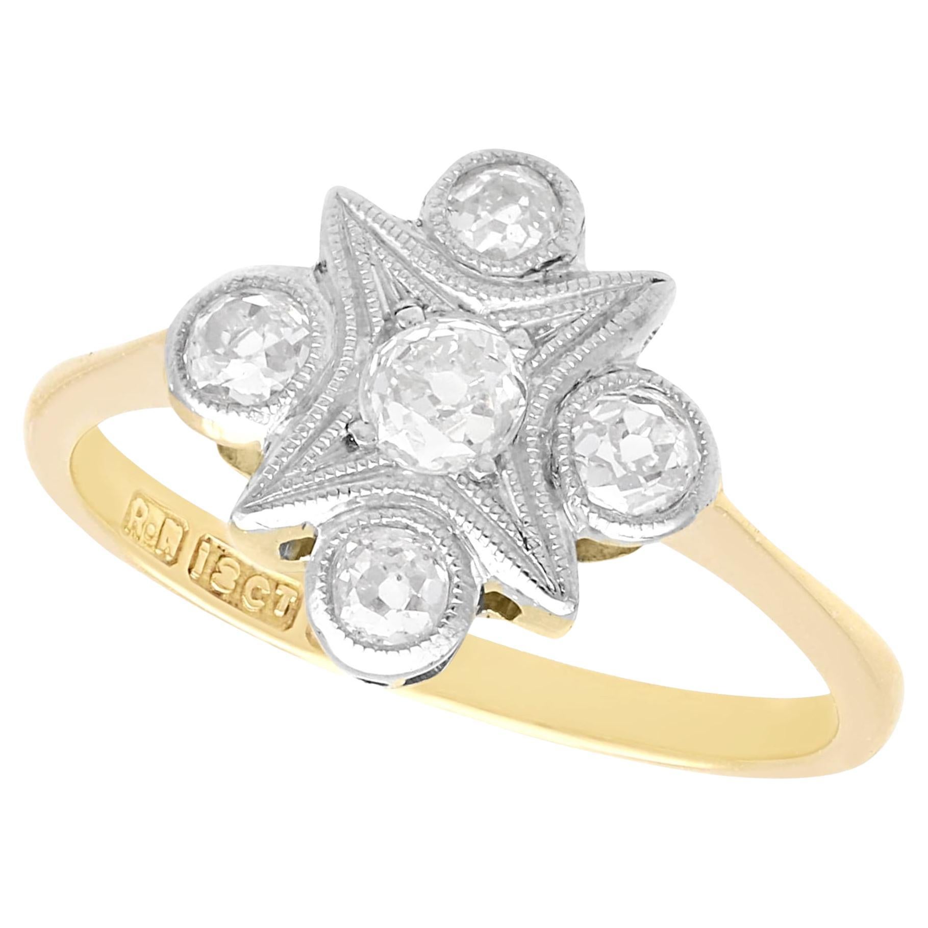 Antique 0.78 Carat Diamond and 18k Yellow Gold Dress Ring For Sale