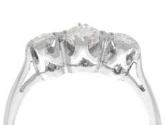 Antique 0.78 Carat Diamond and 18K White Gold Trilogy Ring