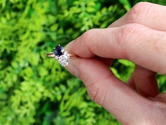 Antique 0.78 Carat Sapphire 0.88 Carat Diamond, 14k Yellow Gold Ring Circa 1910