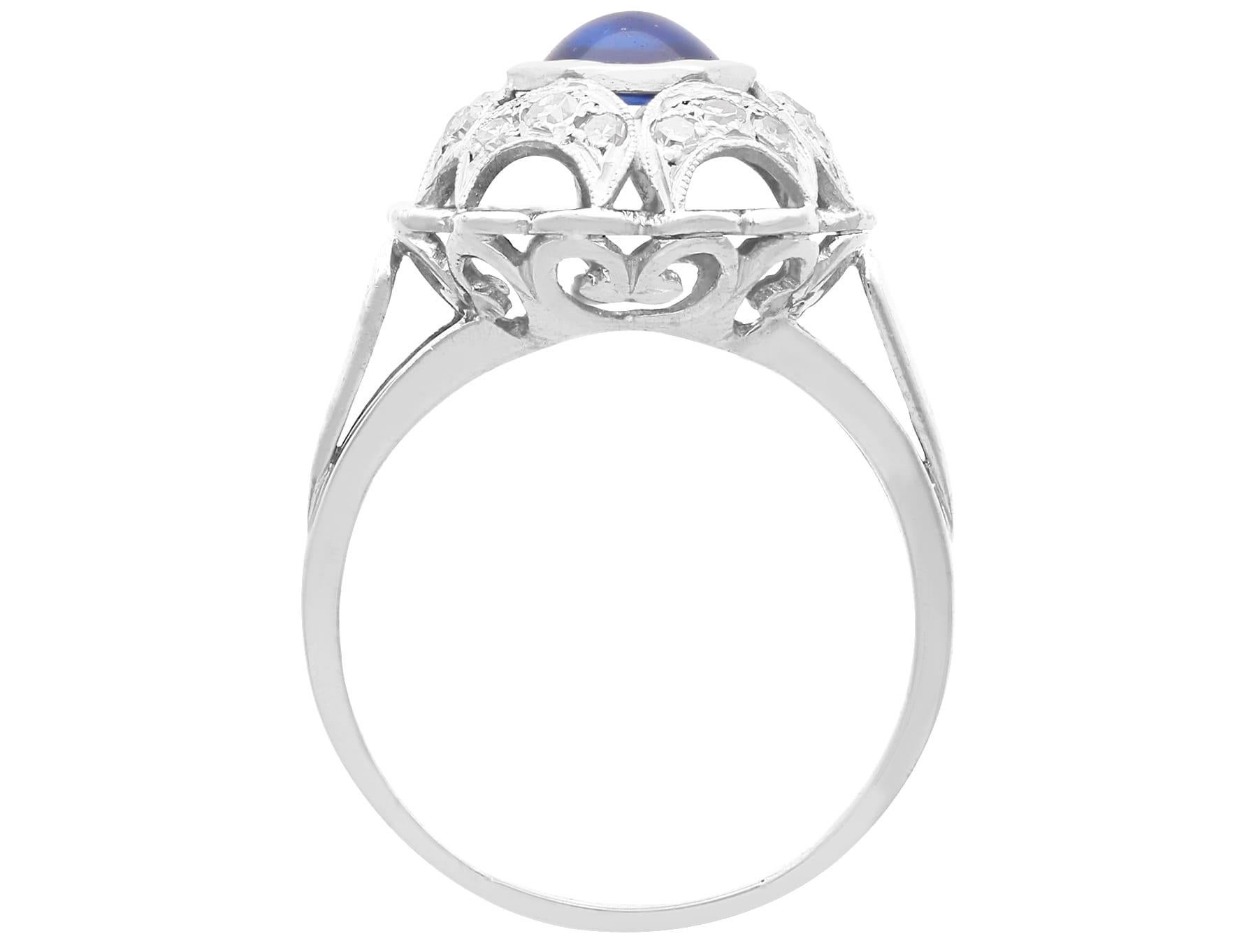 Women's or Men's Antique 0.78 Carat Sapphire and 0.29 Carat Diamond, Platinum Ring Circa 1925 For Sale