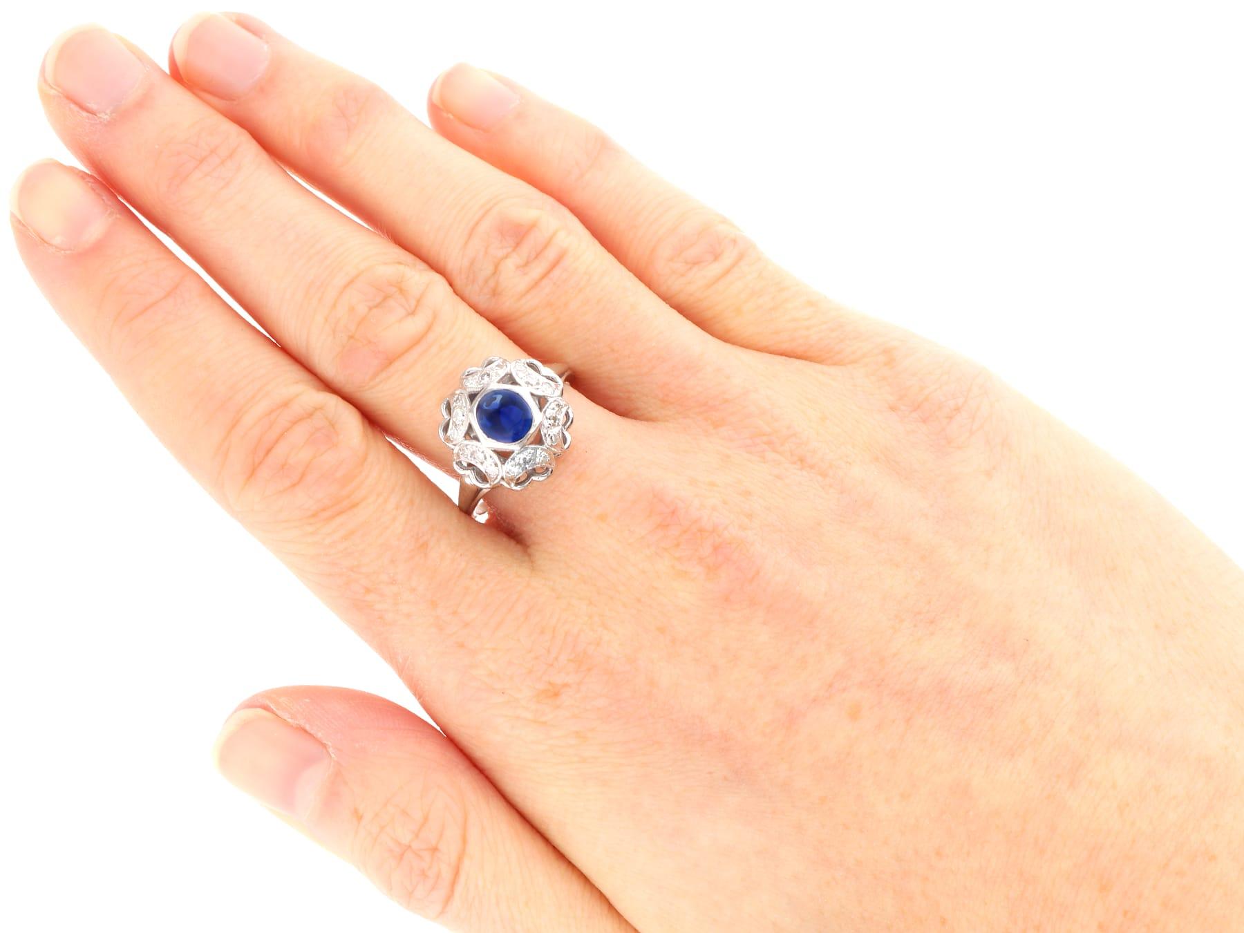 Antique 0.78 Carat Sapphire and 0.29 Carat Diamond, Platinum Ring Circa 1925 For Sale 2