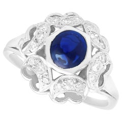 Antique 0.78 Carat Sapphire and 0.29 Carat Diamond, Platinum Ring Circa 1925