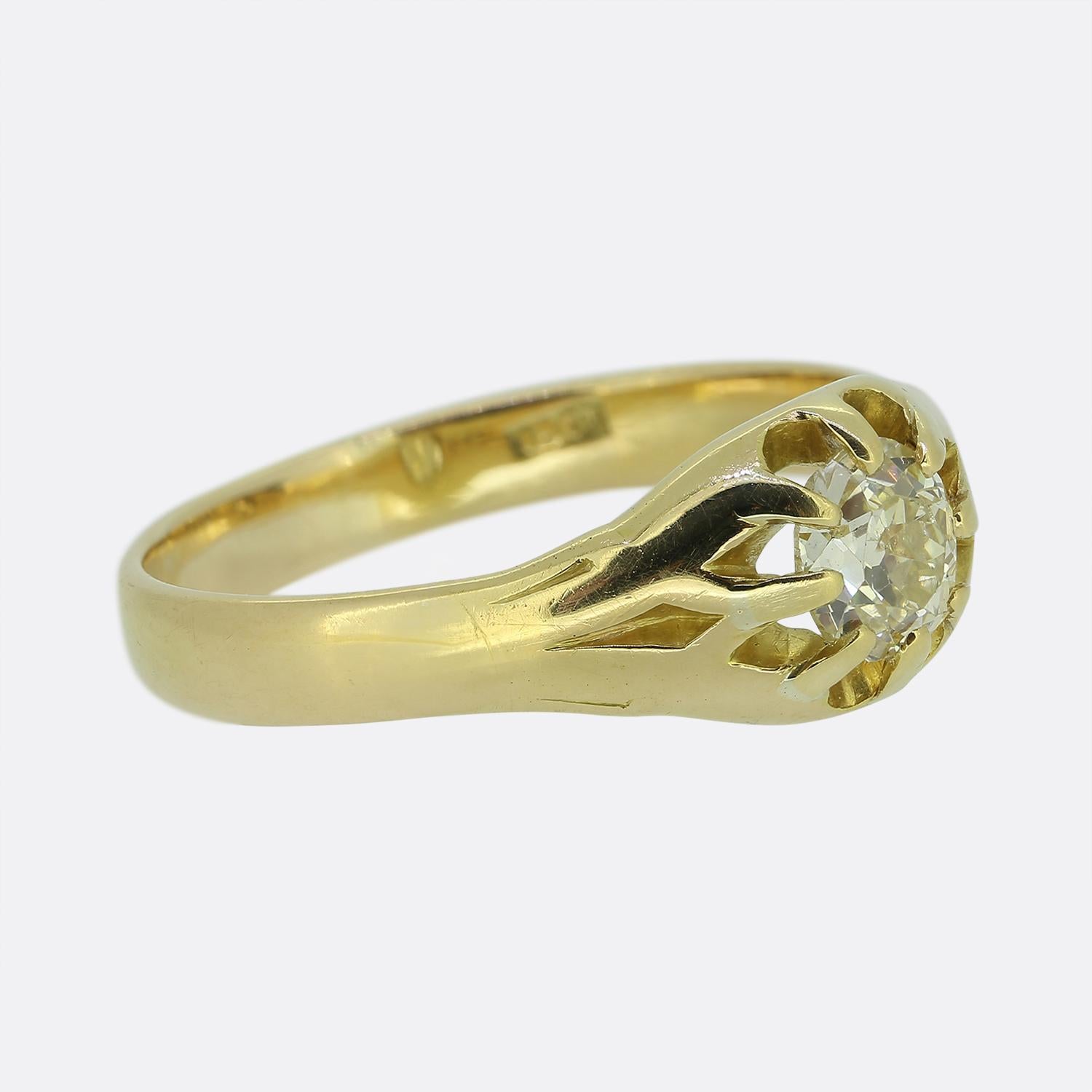 Taglio vecchia miniera Anello gitano antico con diamante da 0.80 carati in vendita