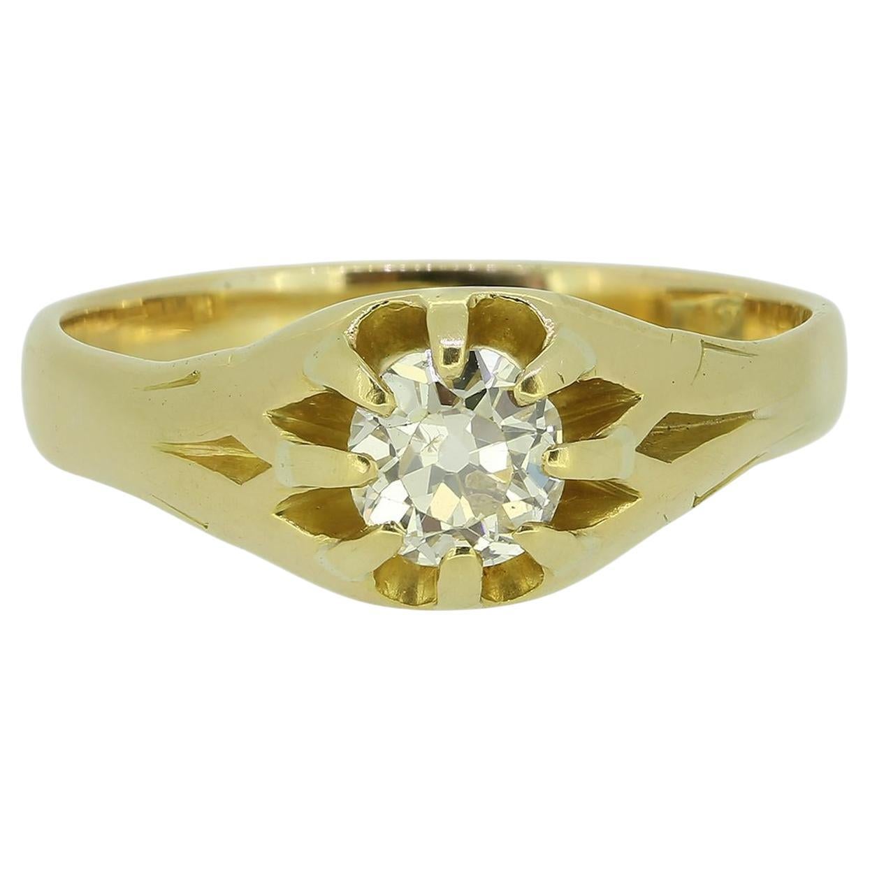 Bague gitane ancienne avec diamants de 0.80 carat en vente