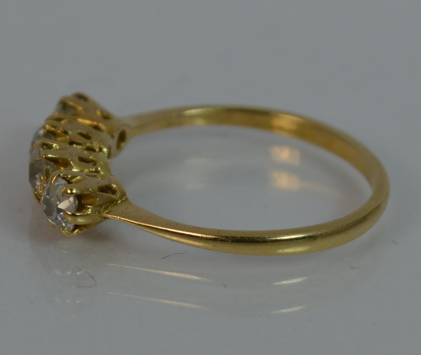 Antique 0.80 Carat Old Cut Diamond Four-Stone 18 Carat Gold Stack Ring 4