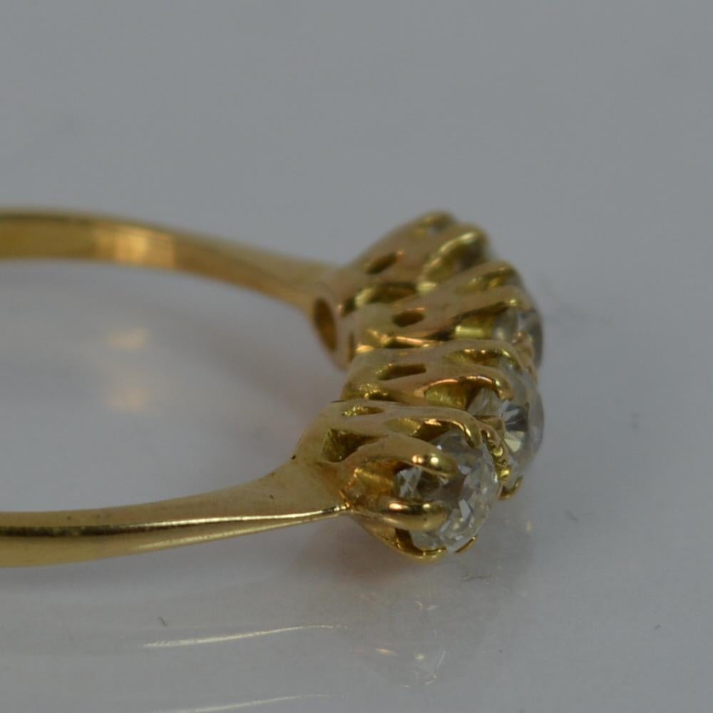 Antique 0.80 Carat Old Cut Diamond Four-Stone 18 Carat Gold Stack Ring 6