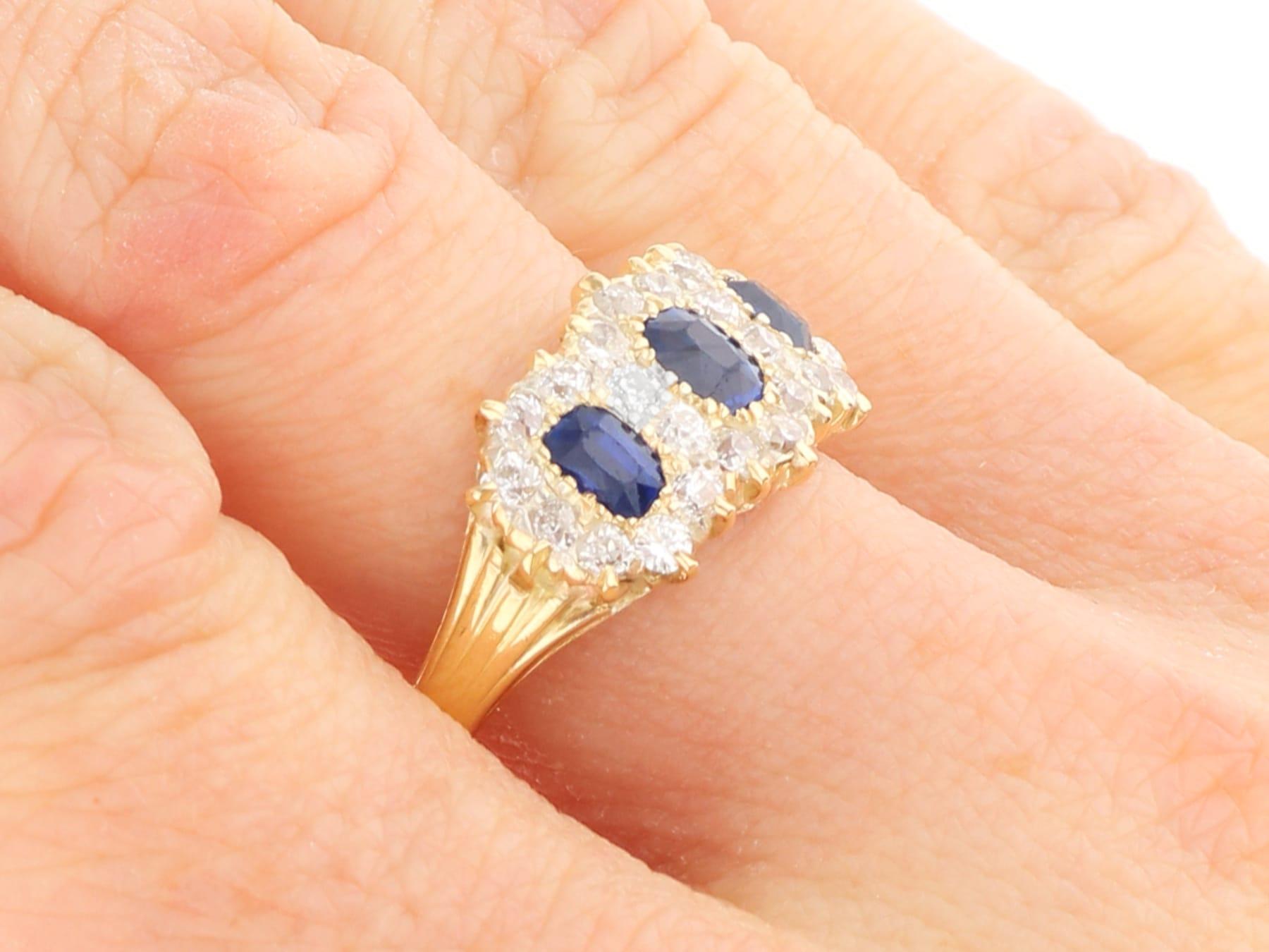 Zafiro antiguo de 0,80 quilates Diamante de 1,25 quilates Anillo de oro amarillo de 18 quilates Circa 1895 en venta 5