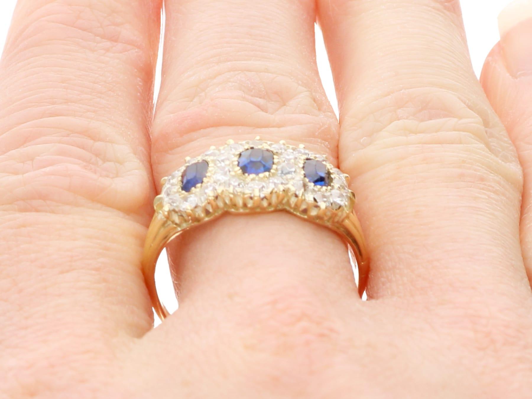 Zafiro antiguo de 0,80 quilates Diamante de 1,25 quilates Anillo de oro amarillo de 18 quilates Circa 1895 en venta 6