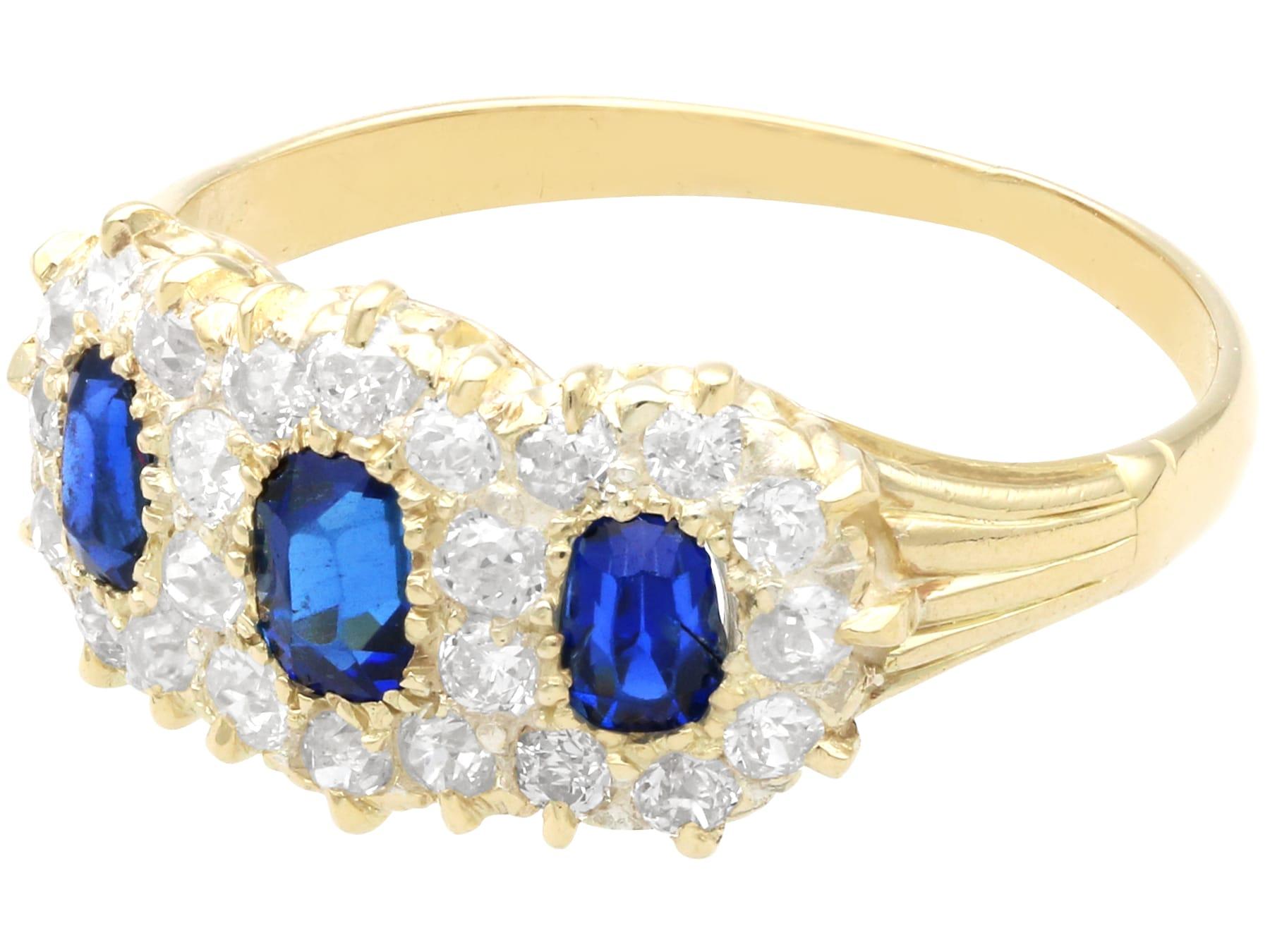 Femenino o masculino Zafiro antiguo de 0,80 quilates Diamante de 1,25 quilates Anillo de oro amarillo de 18 quilates Circa 1895 en venta