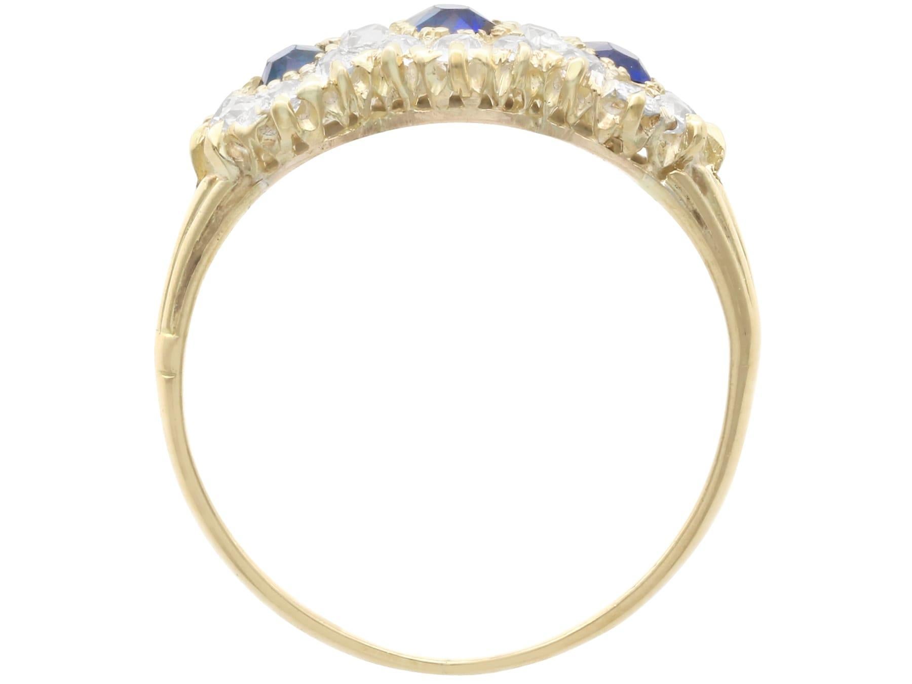 Zafiro antiguo de 0,80 quilates Diamante de 1,25 quilates Anillo de oro amarillo de 18 quilates Circa 1895 en venta 2