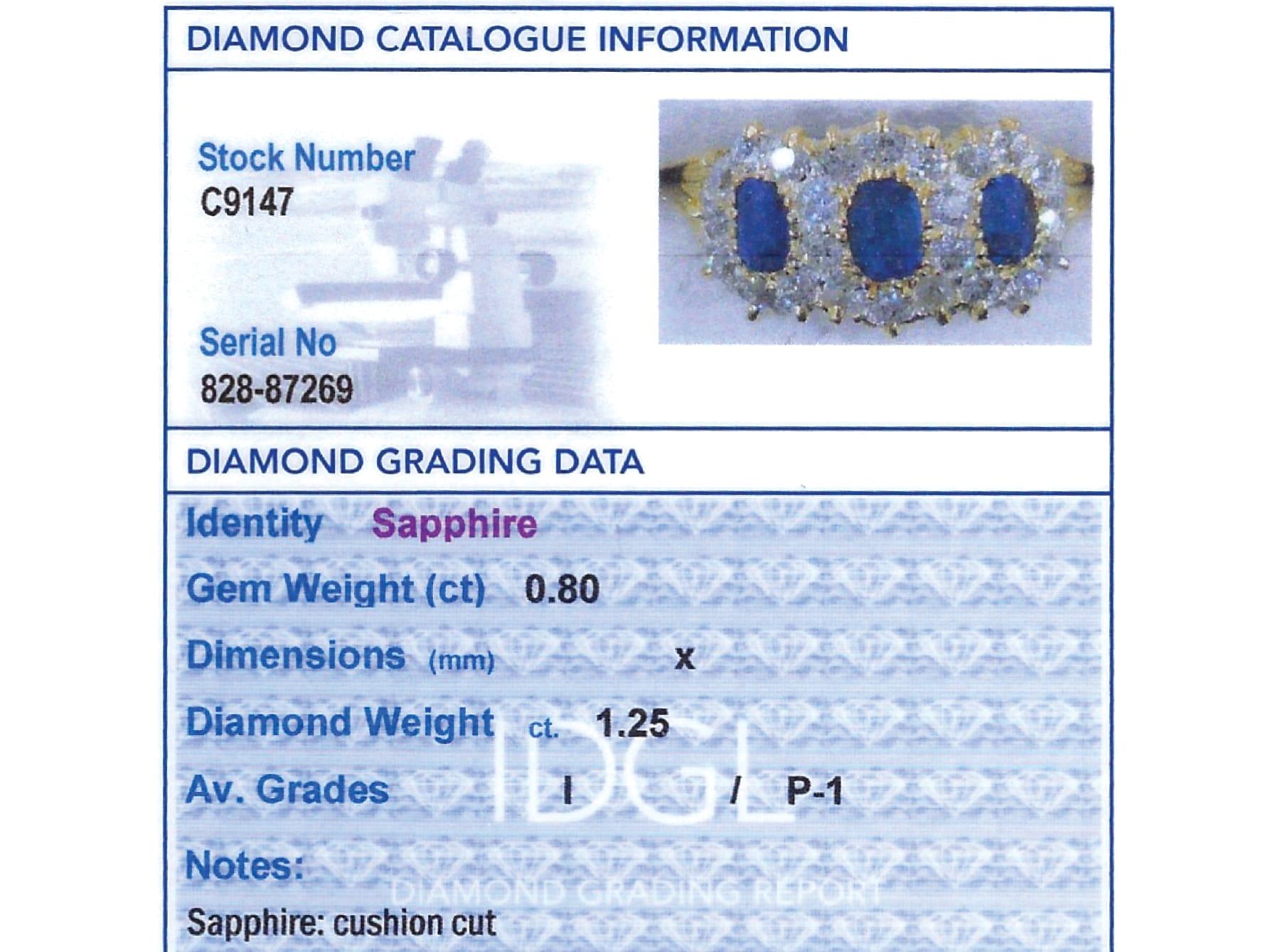 Zafiro antiguo de 0,80 quilates Diamante de 1,25 quilates Anillo de oro amarillo de 18 quilates Circa 1895 en venta 3