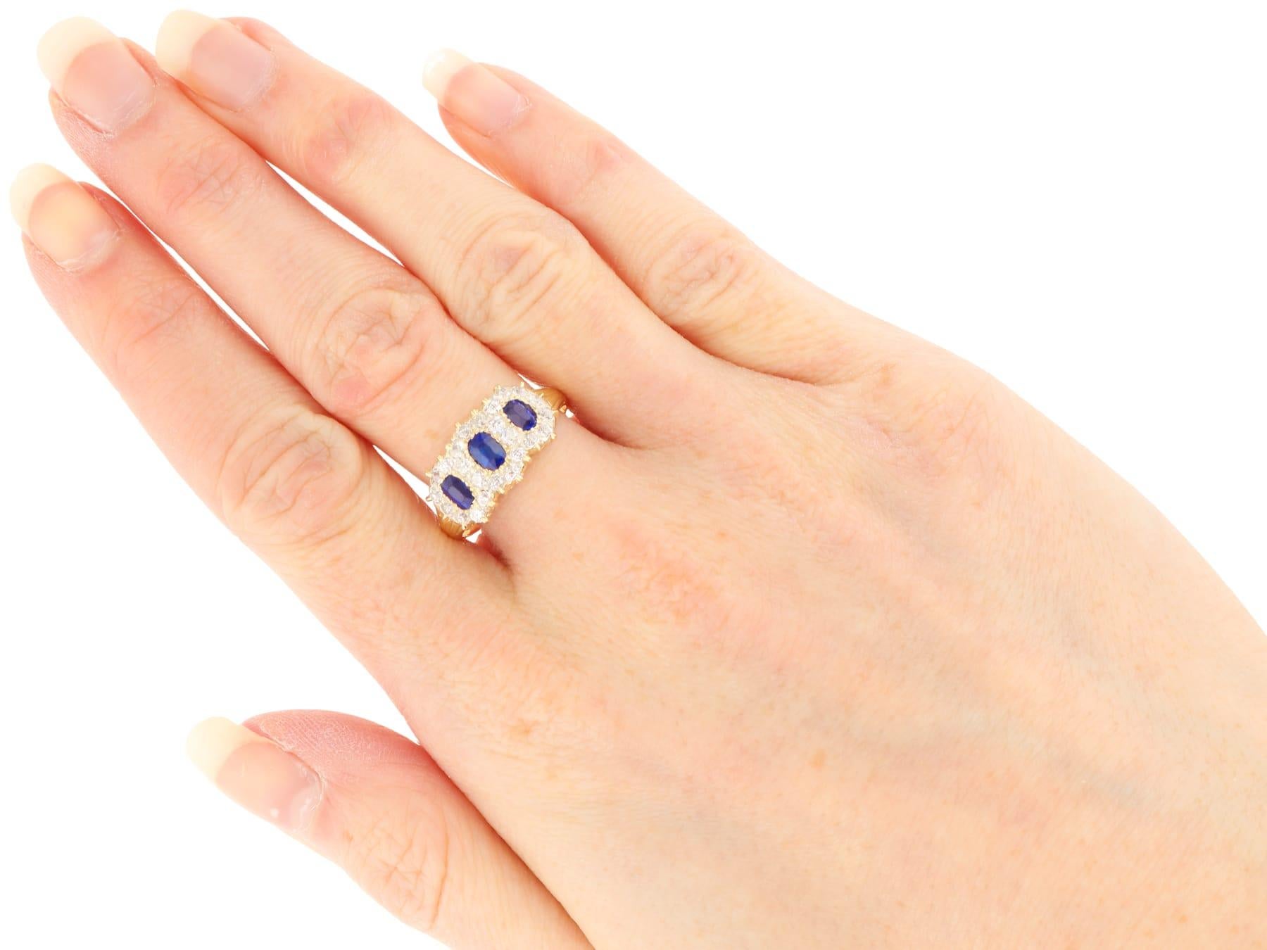 Zafiro antiguo de 0,80 quilates Diamante de 1,25 quilates Anillo de oro amarillo de 18 quilates Circa 1895 en venta 4