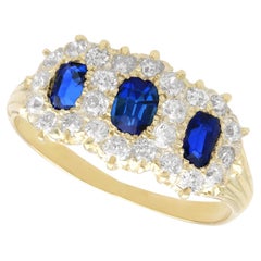 Antique 0.80 Carat Sapphire 1.25 Carat Diamond 18k Yellow Gold Ring Circa 1895