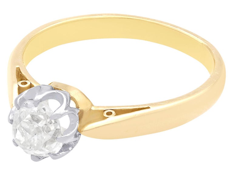 Bague Solitaire Antique Or 18k Diamant 0,08 Carats - Taille 56 - Circa 1920 - Occasion