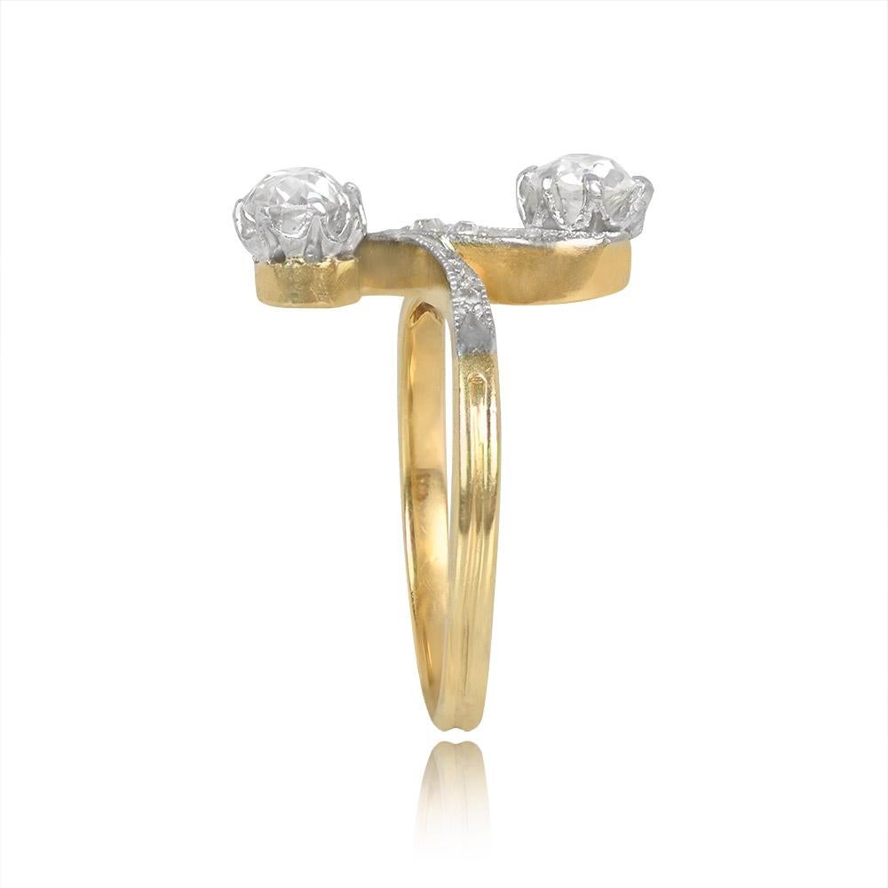 Edwardian Antique 0.80ct Old Mine Cut Diamond Engagement Ring, I Color, 18k Yellow Gold For Sale