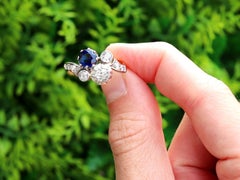 Antique 0.80ct Sapphire and 1.23ct Diamond 18k Yellow Gold Twist Ring