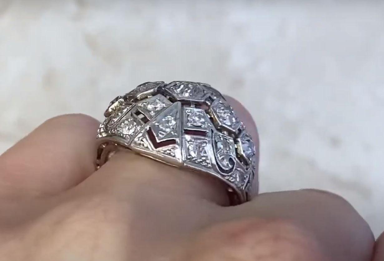 Antiquities 0.82ct Old Mine Cut Diamond Dome Ring, I Color, Platinum Pour femmes en vente