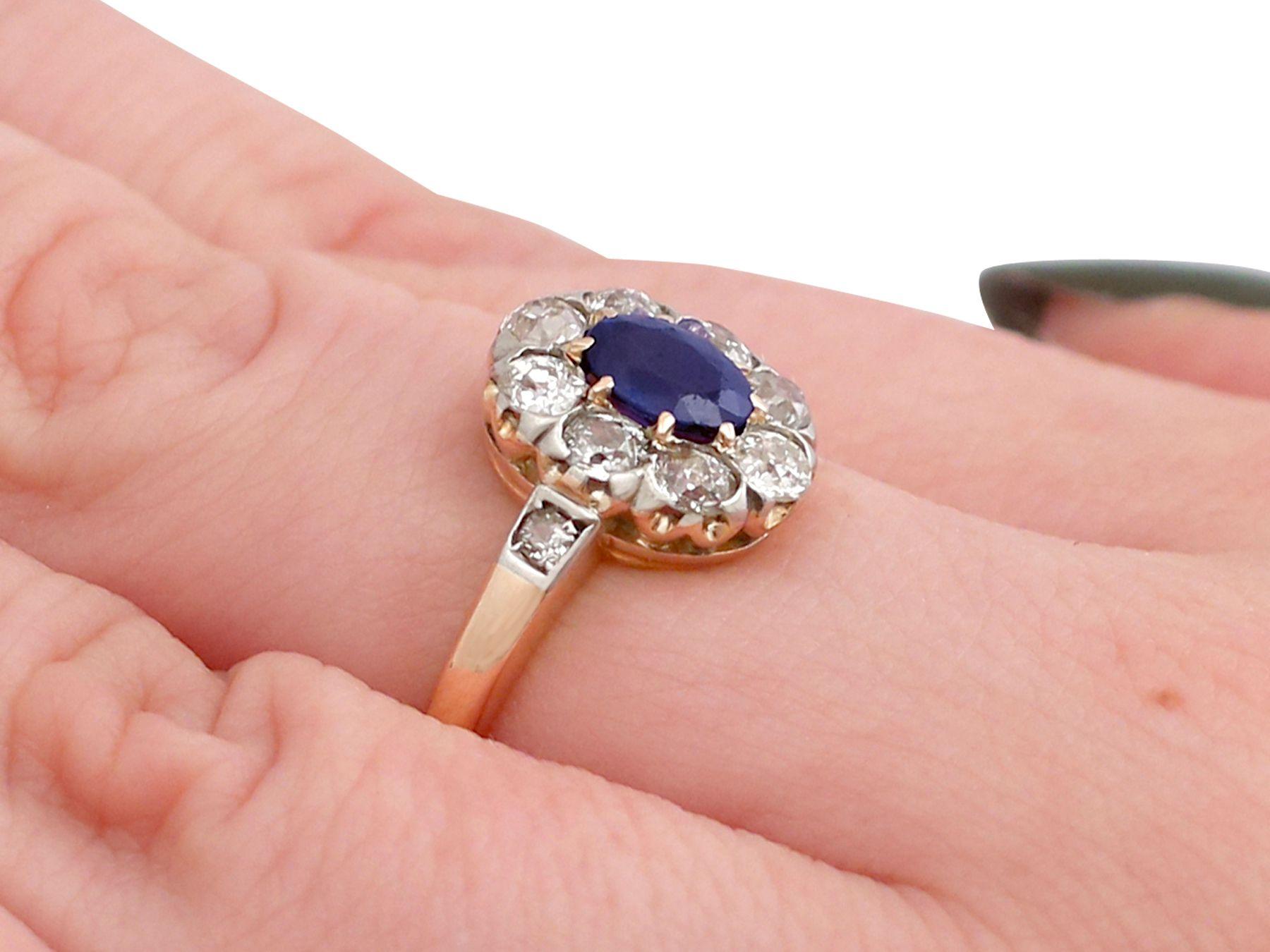 Antique Sapphire and Diamond Rose Gold Cluster Ring 2