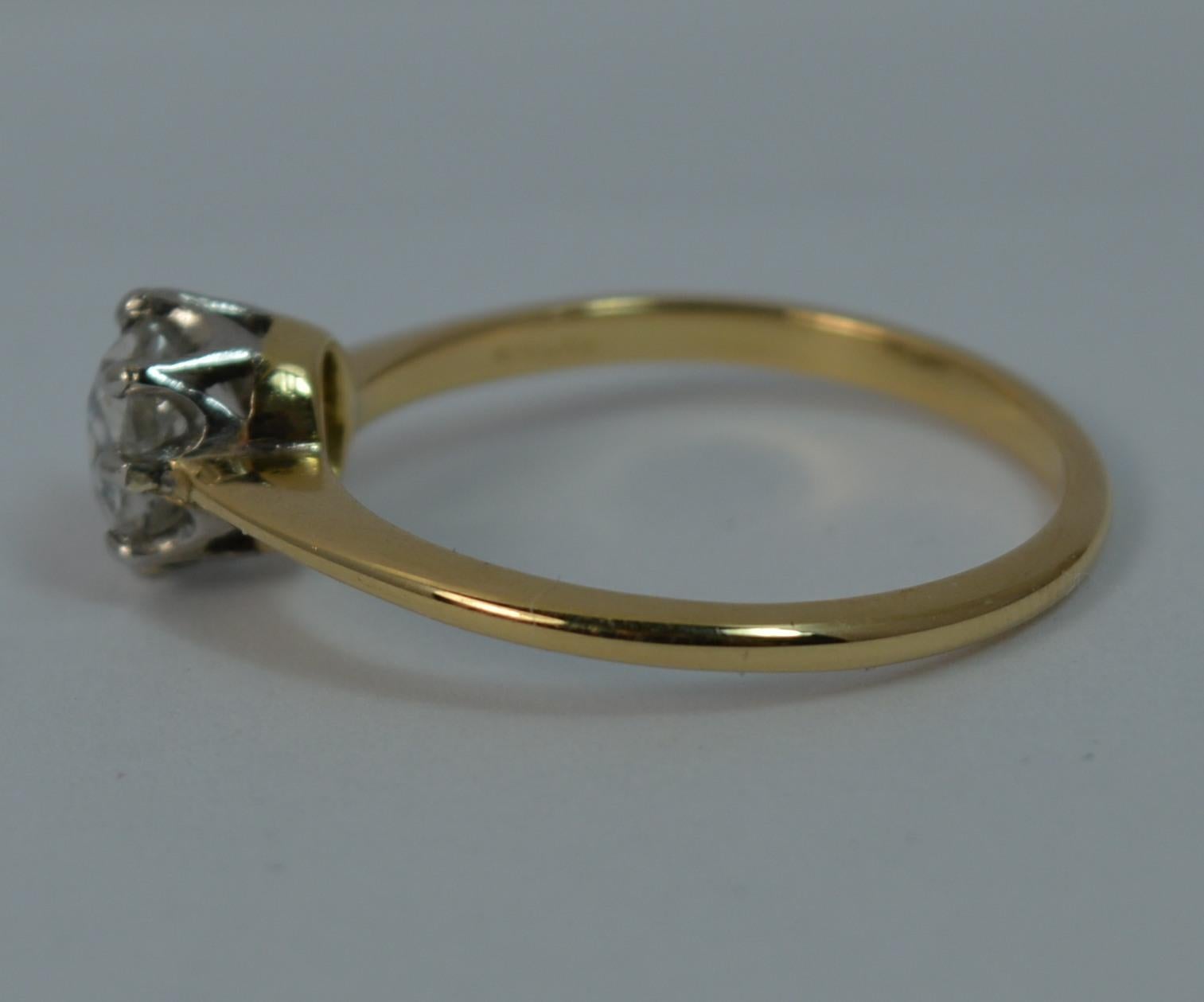 Antique 0.83 Carat Old Cut Diamond 18 Carat Gold Solitaire Ring 5