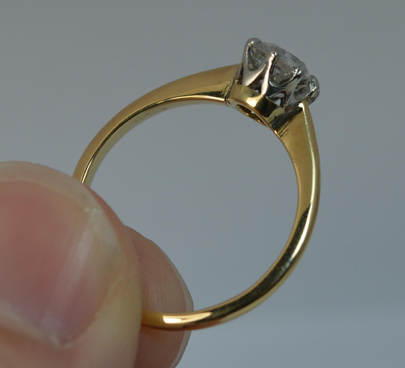 Women's Antique 0.83 Carat Old Cut Diamond 18 Carat Gold Solitaire Ring