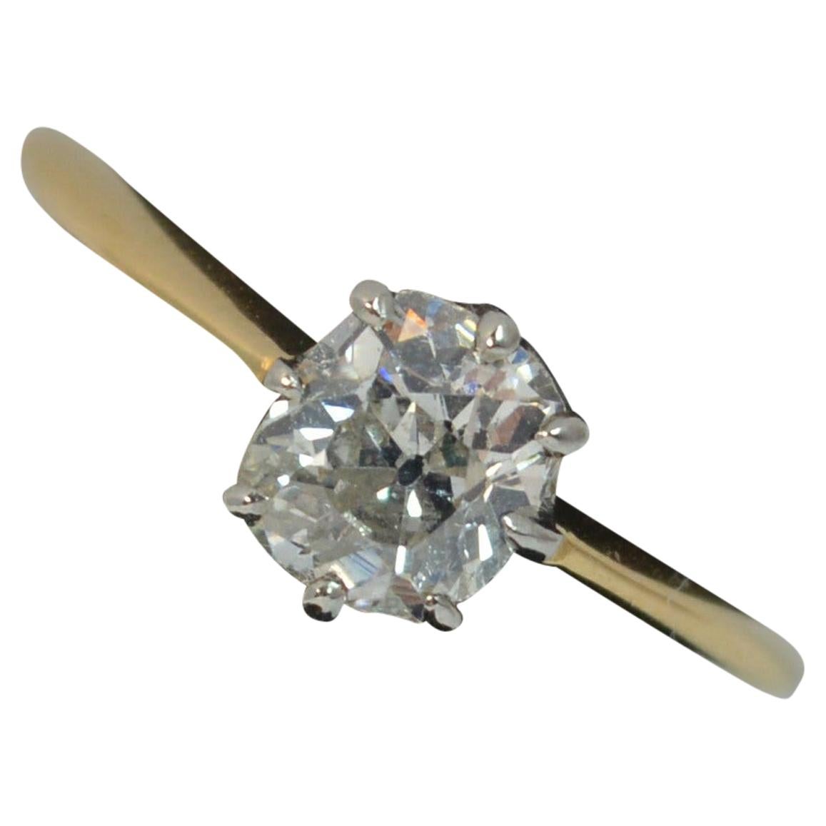 Antique 0.83 Carat Old Cut Diamond 18 Carat Gold Solitaire Ring