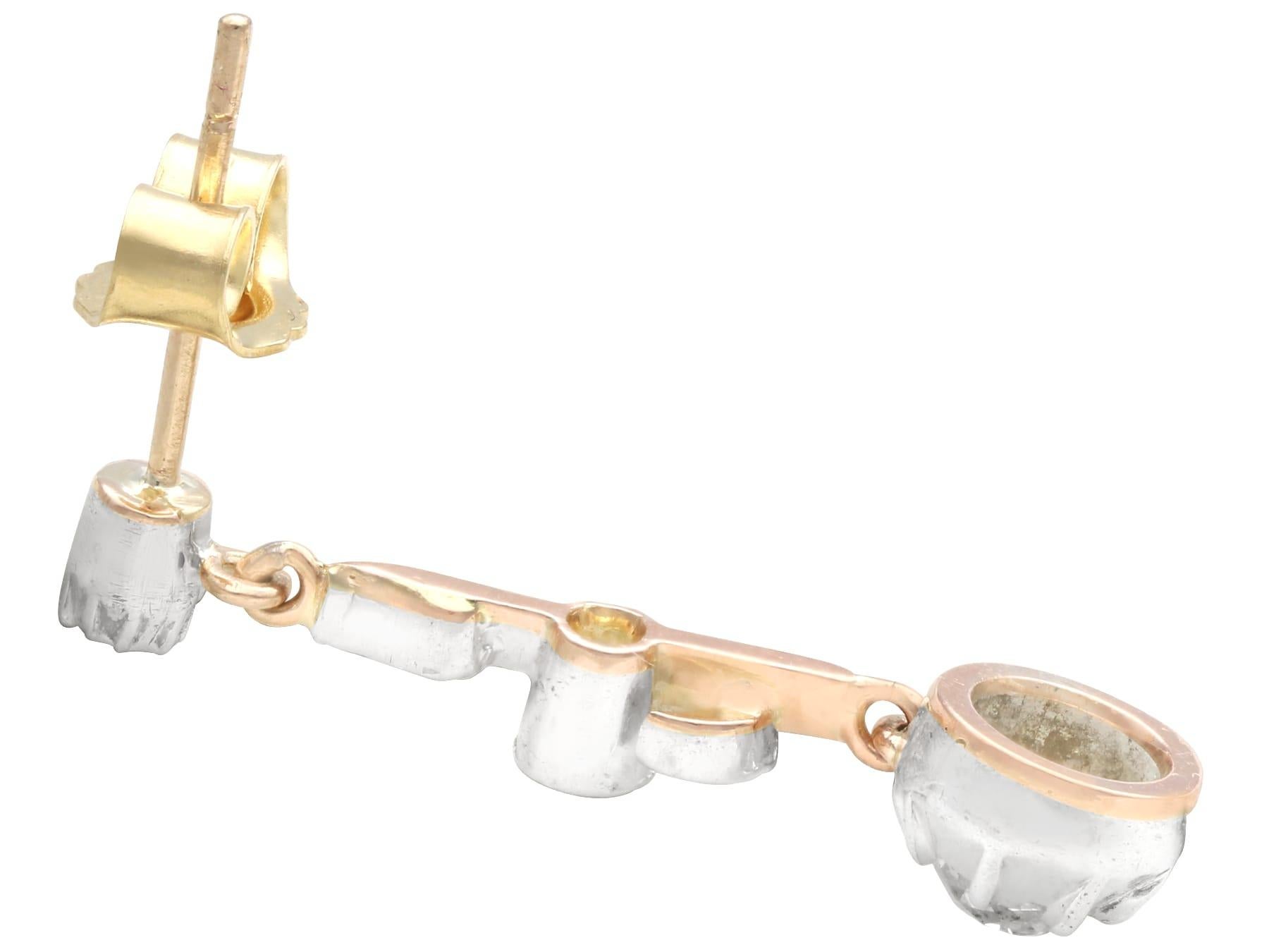 Antike 0,84 Karat Diamant und 18k Gelbgold Tropfen Ohrringe CIRCA 1890 im Angebot 2