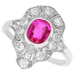 Antique 0.84 Carat Ruby and 0.40 Carat Diamond, Platinum Ring Circa 1910