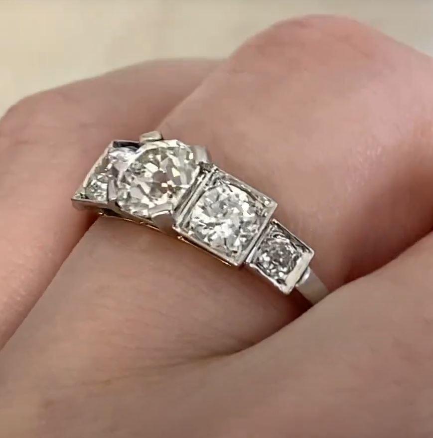 Art Deco Antique Old Mine Cut Ring (Approx. 0.80-Carats) Diamond Engagement, Platinum For Sale