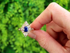 Antique Sapphire and Diamond Marquise Ring in 14k Yellow Gold