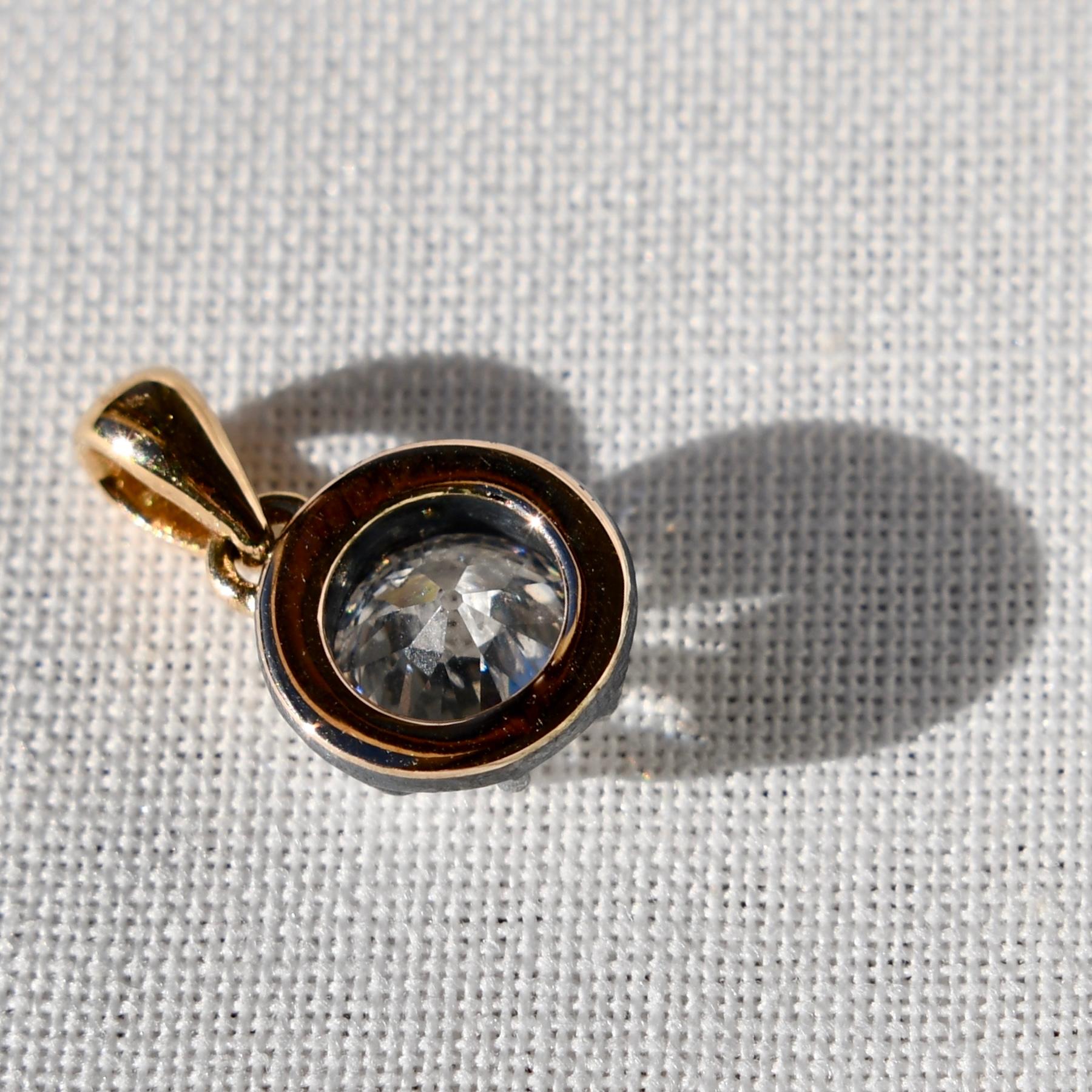 Georgian Antique 0.86ct old European cut diamond pendant, GIA certified 
