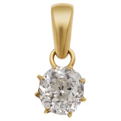 Pendentif en diamant ancien de 0,87 carat de taille vieille mine, certifié GIA 