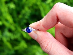 Antique 0.88ct Sapphire and Diamond Platinum Cocktail Ring