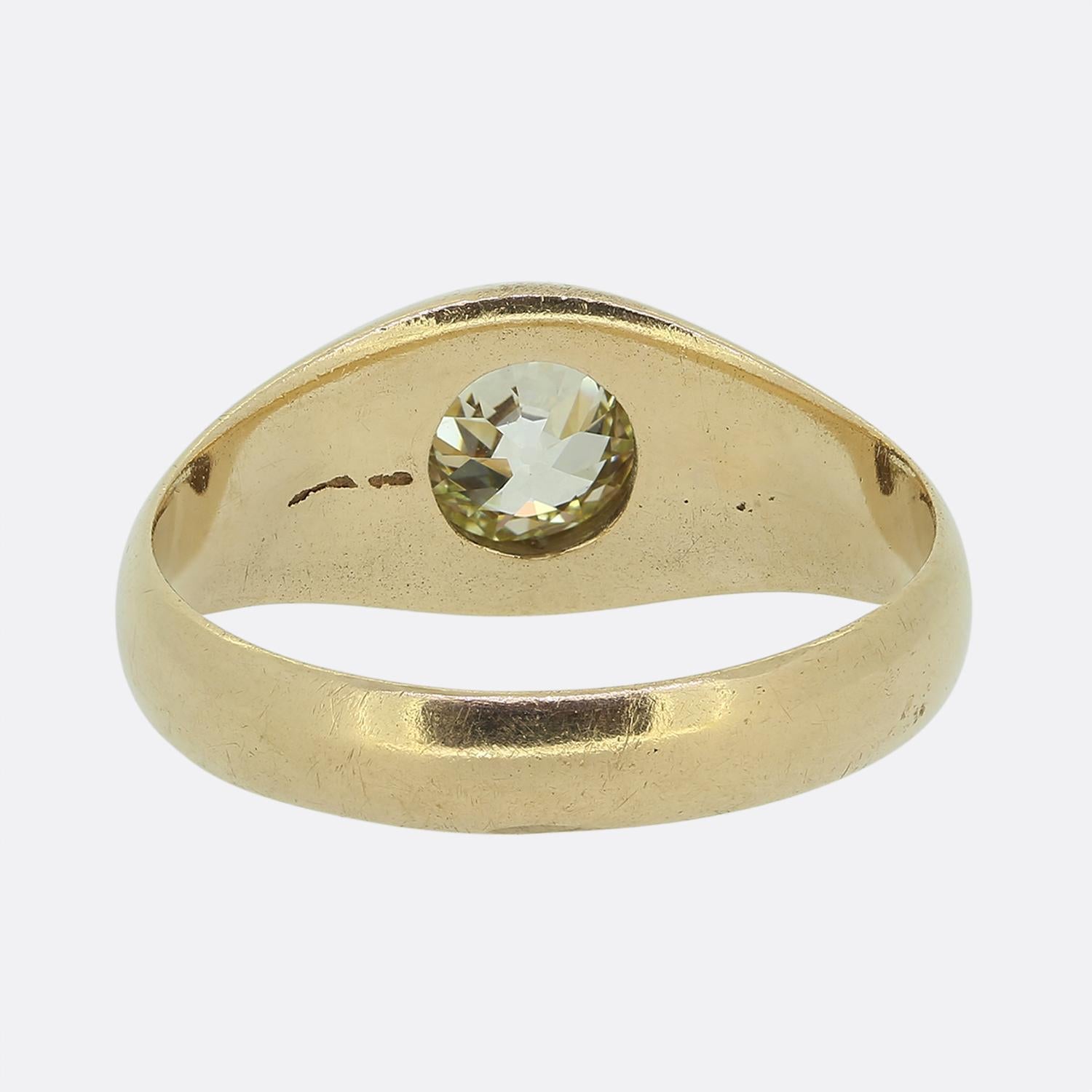 Old Mine Cut Antique 0.90 Carat Diamond Single Stone Ring For Sale