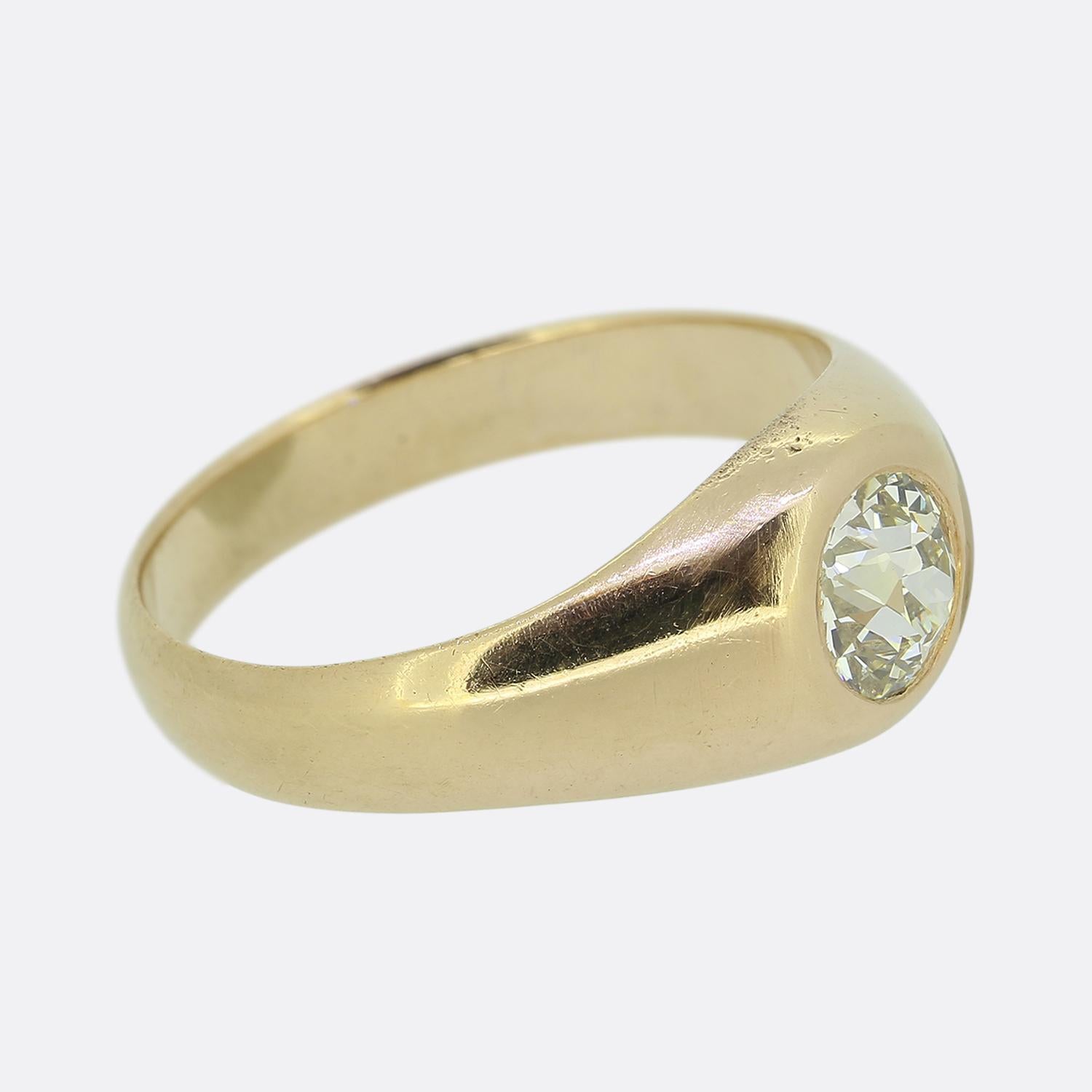 Antique 0.90 Carat Diamond Single Stone Ring In Good Condition For Sale In London, GB