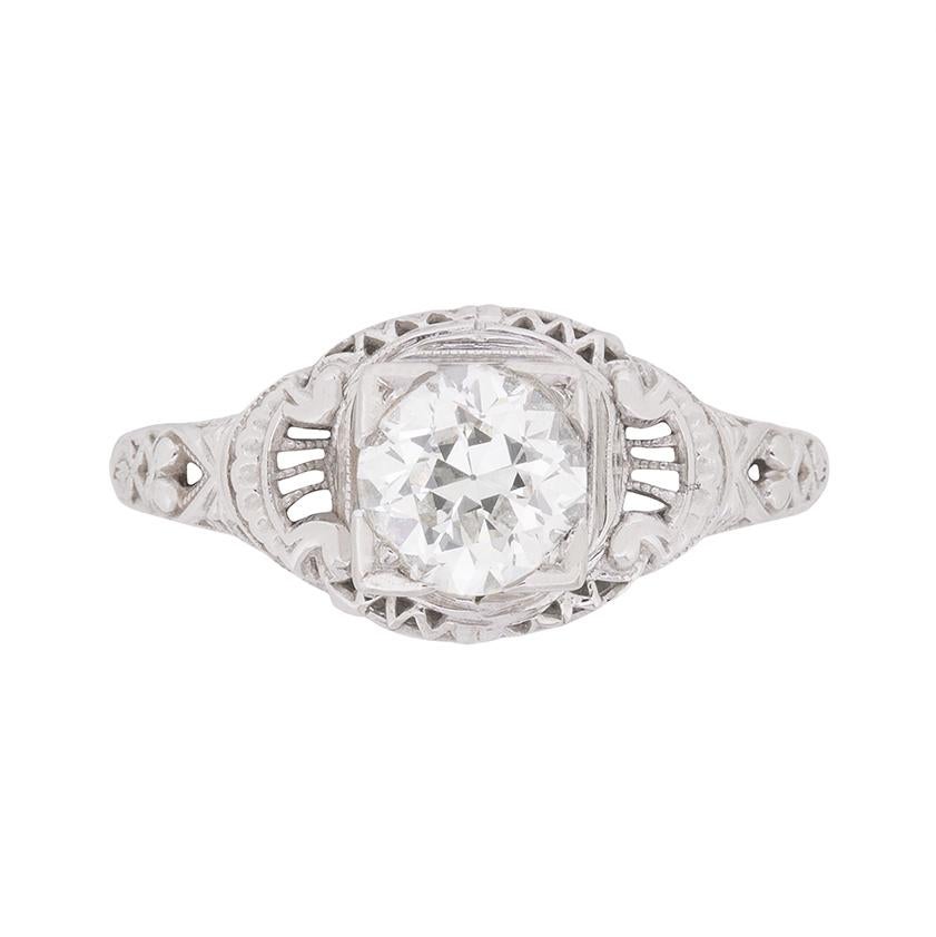 Art Deco 0.90ct Diamond Ring, circa 1920s For Sale
