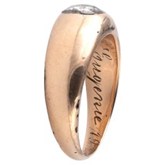 Antique 0.90 Carat Rose Cut Diamond D-Shape Ring, Circa 1890, Gold