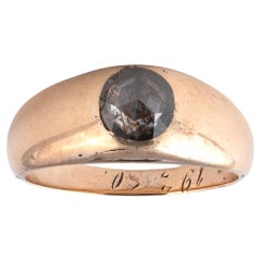 Antique 0.90 Carat Rose Cut Diamond D-Shape Ring, Circa 1890, Gold